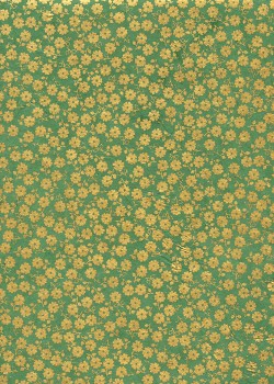 Lokta petites fleurs or sur fond vert (50x75)