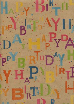 Happy birthday multicolore fond beige (68x98)