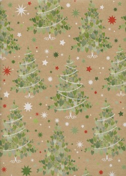 Sapins et guirlandes fond beige (68,5x98)