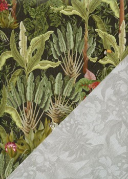 Recto verso " Forêt tropicale / floral gris" (68x98)